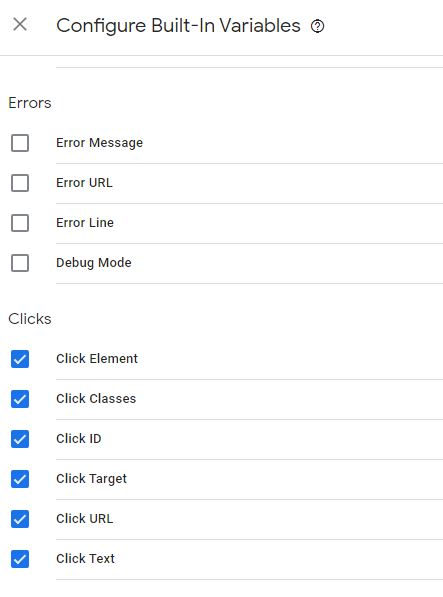 Google Tag Manager Built In Variables
