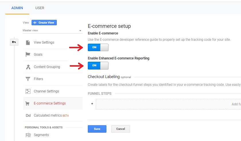 Google Analytics Enhanced E-commerce Settings